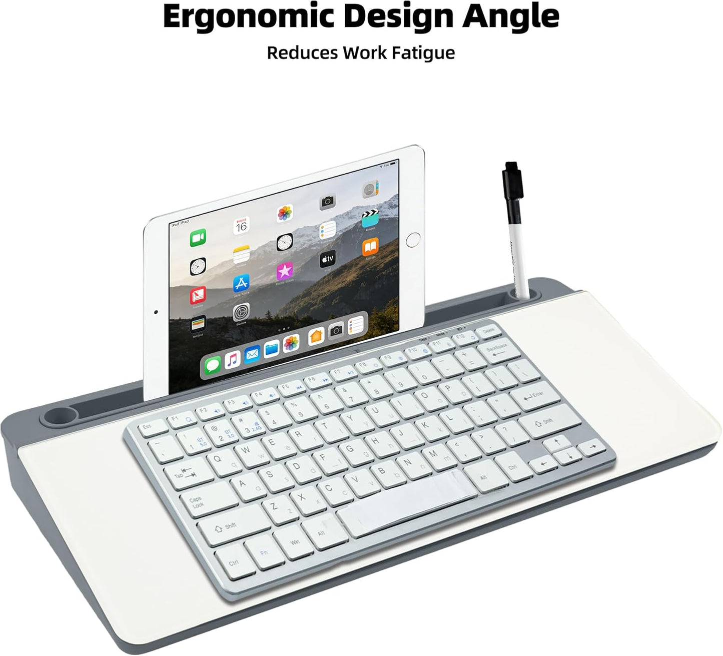 Desktop Whiteboard, Glass Dry Erase Board, Desk Board Buddy,Computer Keyboard Stand,Desk Whiteboard Organizer for Home,Office,School Supplies(White)