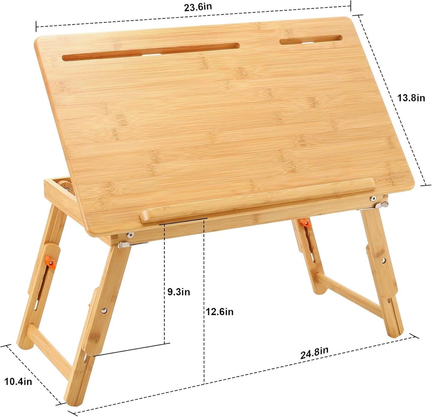Nnewvante Drawing Table Foldable Drafting Desk with Adjustable Height & Angle Bamboo Drawing Board Easel with Tablet and Phone Slots for Painting, Drafting, Writing, Reading