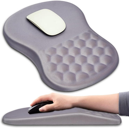Hokafenle Ergonomic Mouse Pad Wrist Support with Massage Design, Wrist Rest Pain Relief Mousepad with Memory Foam&Non-Slip PU Base, Mouse Pads for Wireless Mouse & Desk (12x8 inch,Black)