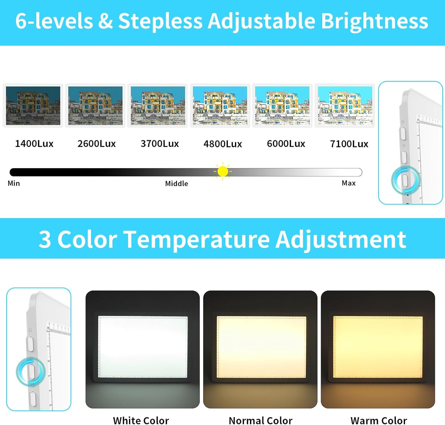 Phylosal Rechargeable A4 LED Light Pad with Built-in Stand, Magnetic Tracing Light Box for Drawing, Diamond Art Light Board with Side Button, Super Bright Light Table for Diamond Painting, Sketching