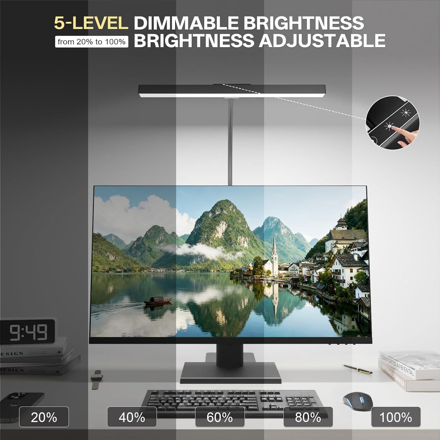Desk Lamp with USB Charging Port for Home Office 24w Architect Remote Base Dual Task Led Light Modern 5 Color Modes Dimmable Adjustable Gooseneck Double Head Reading Drafting Eye Caring Tall Lamps