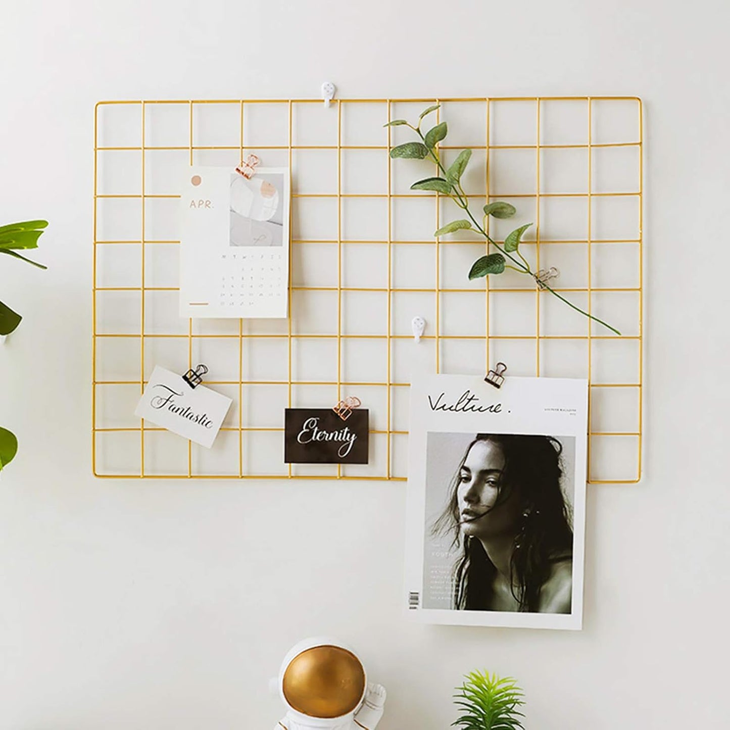 Wall Grid Silver Wire Photo Grid Panels Desk Wall Organizer Metal Memo Board, 25.6" x17.7, 2 Pack