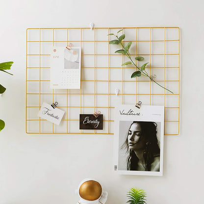 Wall Grid Silver Wire Photo Grid Panels Desk Wall Organizer Metal Memo Board, 25.6" x17.7, 2 Pack