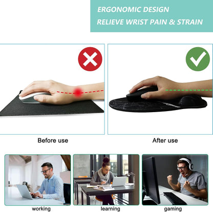Mouse Pad with Wrist Support, Ergonomic Mouse Pad with Memory Foam Wrist Rest Cushion, Non-Slip Rubber Base Gaming Mice Pad for Home Office Computer Laptop, Flowers Grass