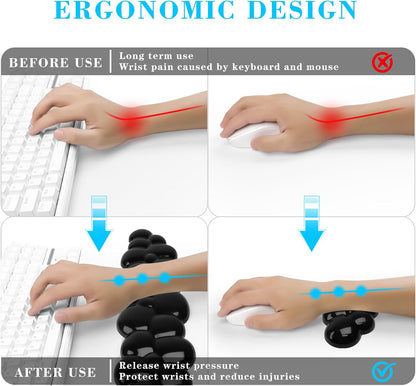 Gel Cloud Keyboard and Mouse Wrist Rest, Cute Wrist Support and Arm Support Keyboard Rest for Keyboard and Mouse Typing Pain Relief，Suitable for Office/Computer/Laptop/Gaming（White）