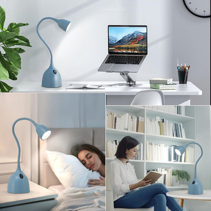 EJIAXIN Desk Lamp for Home Office - Clip on Reading Light and Bed Headboard Clamp Lamp, Bedside Gooseneck Table Lamp, Clip on Desk Lamps, Eye-Caring Desk Lamp for College Dorm Room Study Lamp, White