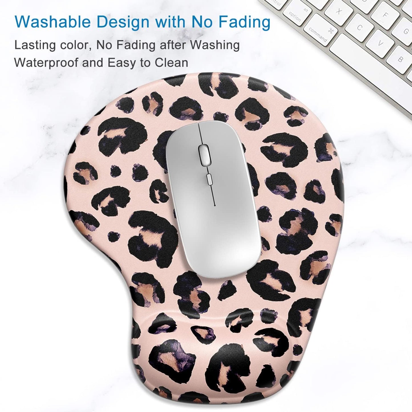 ITNRSIIET Ergonomic Mouse Pad with Gel Wrist Support Wrist Rest Smooth Surface Non-Slip PU Base Comfortable Office Supplies Pain Relief, 9.5 x 8 inches, Beach