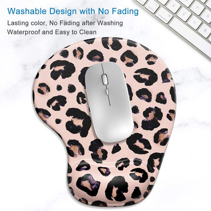 ITNRSIIET Ergonomic Mouse Pad with Gel Wrist Support Wrist Rest Smooth Surface Non-Slip PU Base Comfortable Office Supplies Pain Relief, 9.5 x 8 inches, Beach