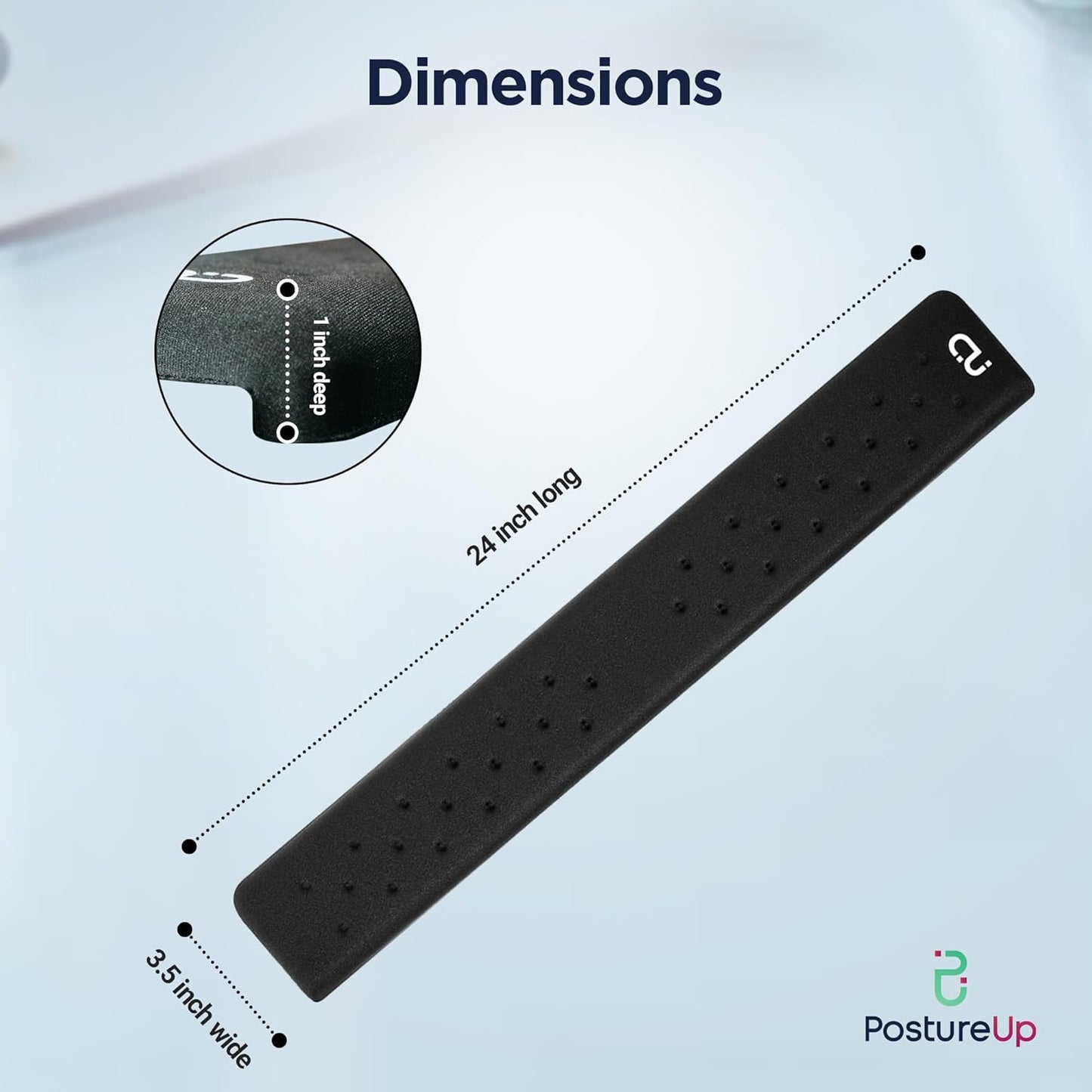 EdgeRest PostureUp L-Shaped Desk Long Wrist Rest Elbow, Forearm & Wrist Comfort Support for Table or Desk Edge, Non-Slip, Memory Foam Padding, Ergonomic Design for Work, Universal Fit, Black