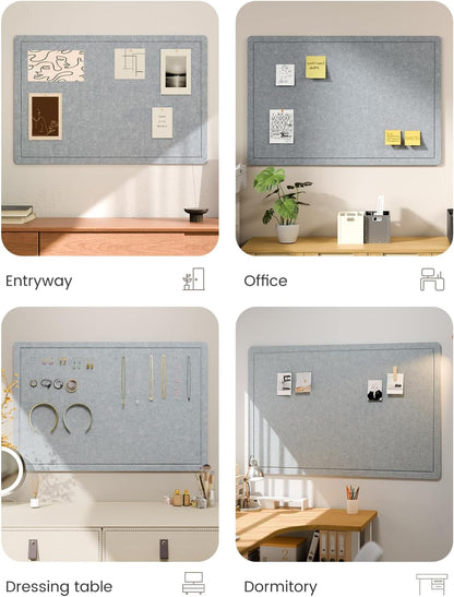 Fluxynara Bulletin Board, 23.6" x 17.5" Cork Board Alternative with 12 Safe Removable Adhesive Tabs, Foldable Felt Pin Board for Home Office, Classroom, Bedroom,Entryway for Walls—Sage