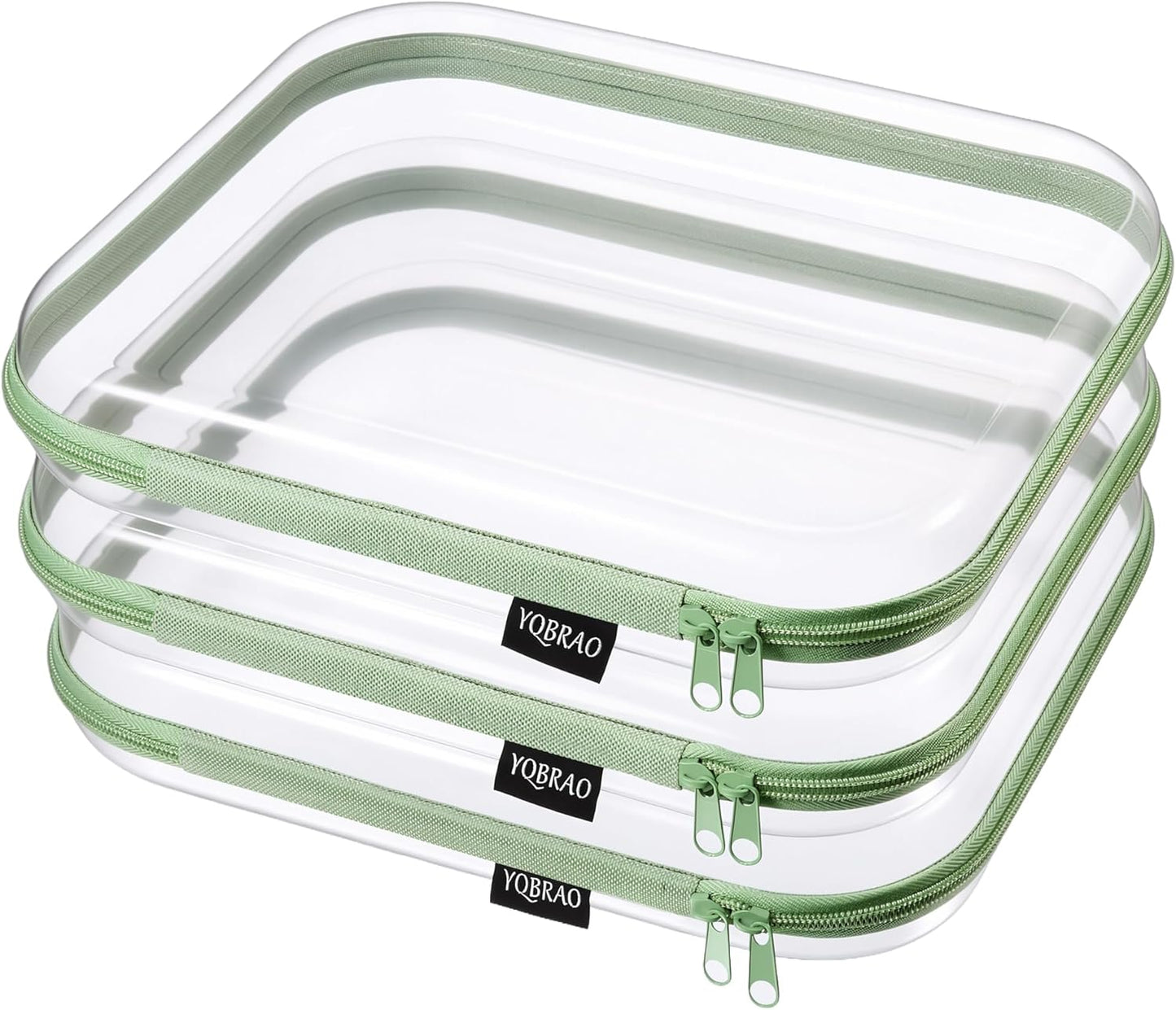 YQBRAO 6 Pack Clear Hard Shell Zipper Case, 1.2mm Heavy Duty Crush-Proof Diaper Bag Organizer Pouches, TSA Approved Travel Makeup Bag for Toiletries & Electronics, (2L, 2M, 2S) Multi-Size Storage Set