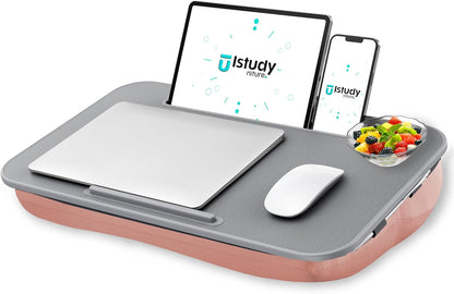 Lap Desk, Portable Laptop Stand with Washable Cushion, Fits up to 17 inch Laptop, with Device Ledge and Phone Holder, Use on Bed,Couch, Sofa, Floor, Home Office– ISTUDYNITURE (Large, Black)