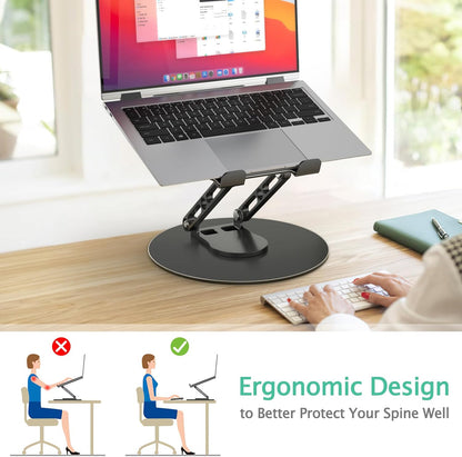 Laptop Stand for Desk Adjustable Computer Stand with 360 Rotating Base Ergonomic Laptop Riser Mount for Desk Foldable Protable Computer Desk Fits with MacBook Pro Air, Rectangle