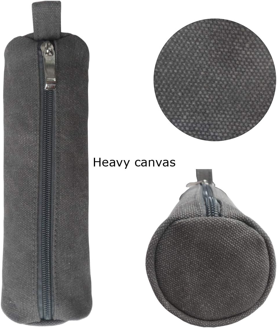 Heavy Canvas Stationery Portable Compact Simple Zipper Pencil Case and Durable Small Medicine Bag 1 Pack Khaki