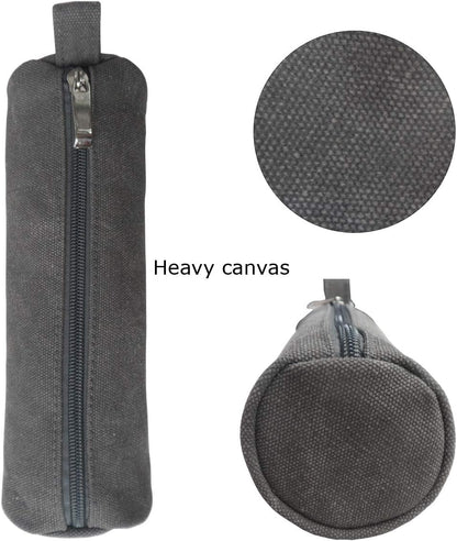 Heavy Canvas Stationery Portable Compact Simple Zipper Pencil Case and Durable Small Medicine Bag 1 Pack Khaki