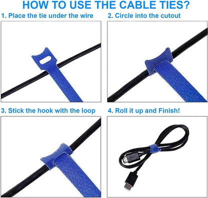 California JOS 60 PCS 6 Inches Reusable Cable Ties, Wire Ties, Cord Organizer, Cable Organizer, Adjustable Cable Management - White