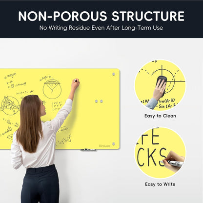 Magnetic Glass Whiteboard - Glass Dry Erase Board 48"x36" Large Frameless Board for Walls Office School and Home