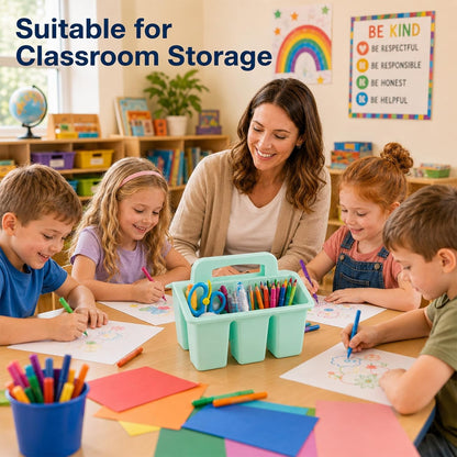 gisgfim 8 Pack Classroom Caddy Storage Basket with Handle 4 Compartment Storage Caddy Plastic Arts Crafts Caddies Protable Classroom Craft Caddies for Kids Schools Art Craft Supplies(Pastel)