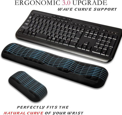 UnivoColors Ergonomic Mouse Wrist Rest,Latest 3.0 Wave Curve Design,High-Resilience Memory Foam Non-Slip Base,Reduces Wrist Fatigue,Ideal for Office Gaming & Long Hours of Use(Black)