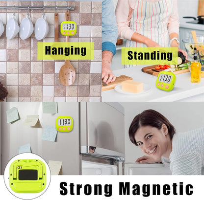 2 Pack Digital Kitchen Timer for Cooking Big Digits Loud Alarm Magnetic Backing Stand Cooking Timers for Baking White