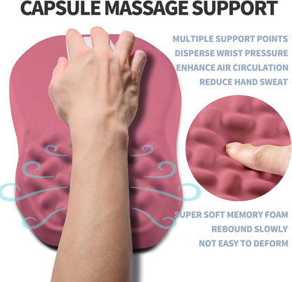 Ergonomic Raised Mouse Pad Wrist Support with Bilateral Slope Memory Foam Mousepad for Wrist Rest and Carpal Tunnel Pain Relief 11.8x7.9〃 Black