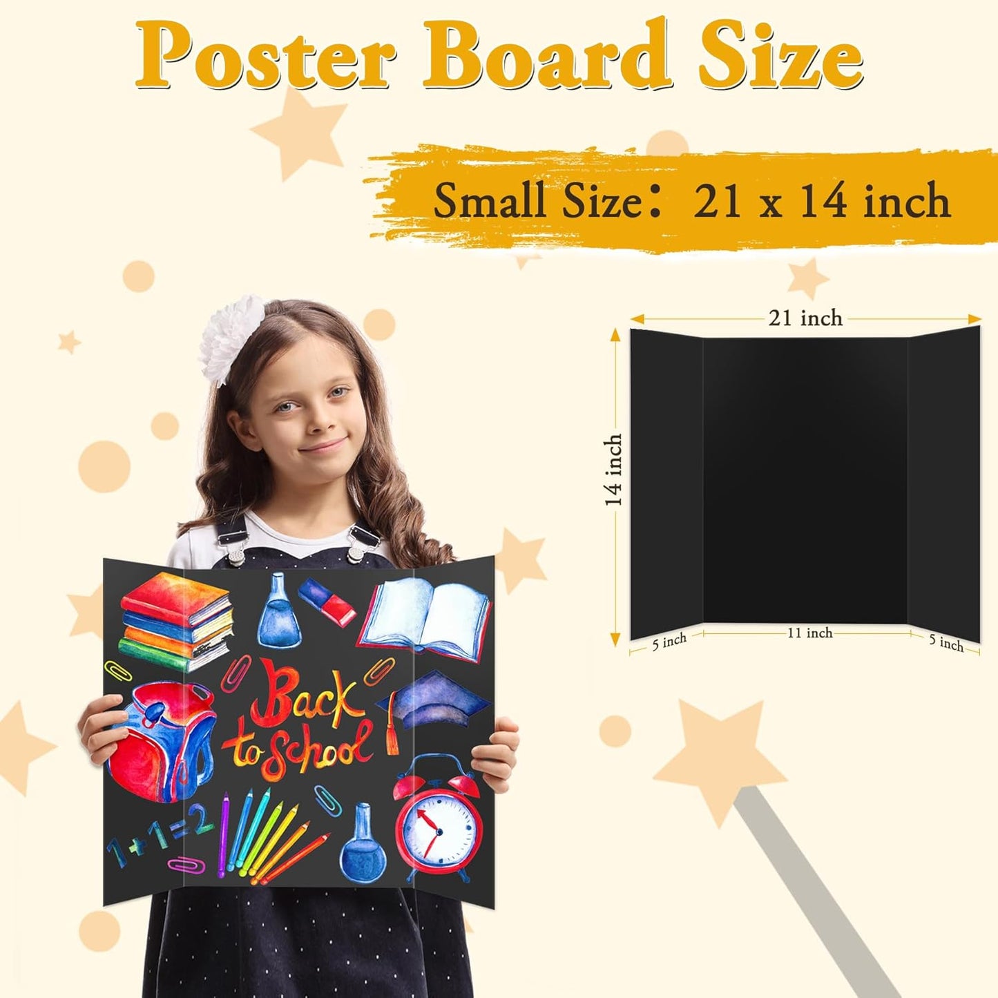 AKONEGE 3Pcs Small Trifold Poster Board, 21 x 14 inches White Tri Fold Poster Boards Corrugated Presentation Board Science Fair Display Boards for School Fun Projects, Exhibitions and Business