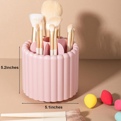 Anyoifax 360 Rotating Makeup Brush Holder 7 Slots Make Up Brush Organizer Removable Spinning Cosmetic Brushes Storage Pen Holder for Vanity, Dresser, Desk, White