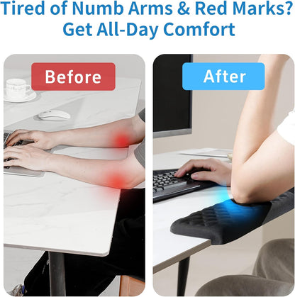 MEKASS L-Shaped Desk Wrist Rest Elbow, Forearm & Wrist Comfort Support for Table or Desk Edge, Non-Slip, Memory Foam Padding 2-Piece Set (Oval Black