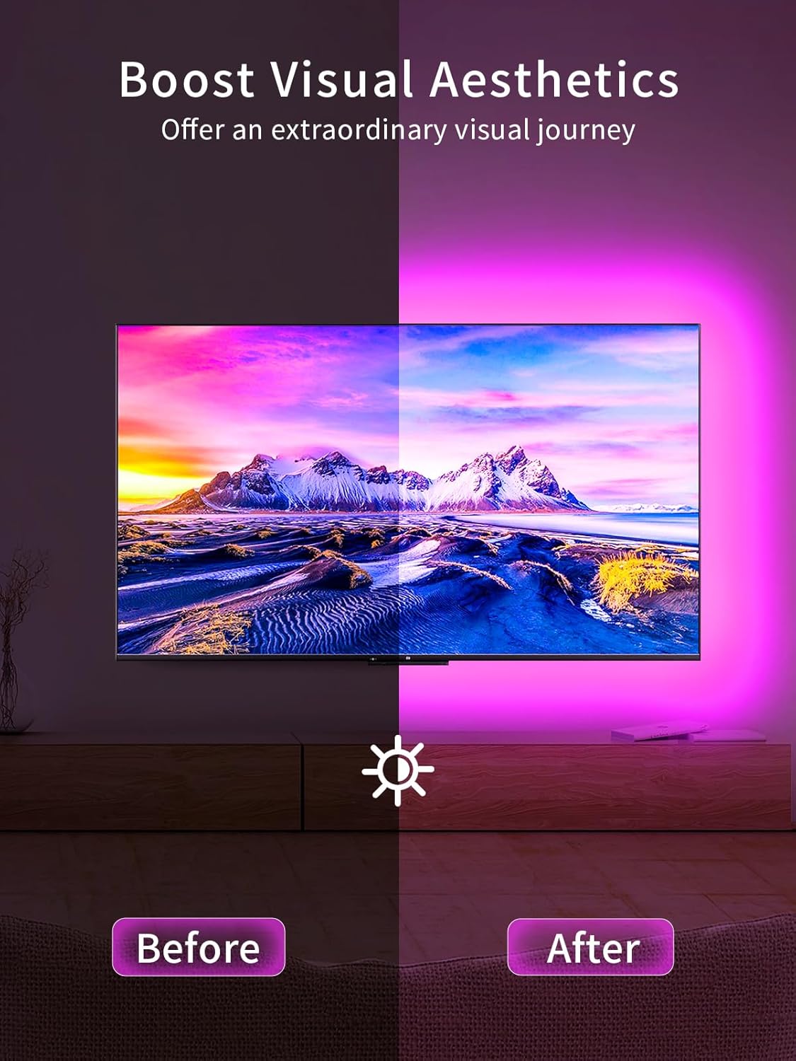 KANTUTOE LED Lights for TV, 16.4ft LED Lights for 45-75 Inch TVs, RGB TV Backlight Behind, Music Sync Bluetooth APP & Remote Control Strip Lights USB Powered for Bedroom, Gaming, Home Décor