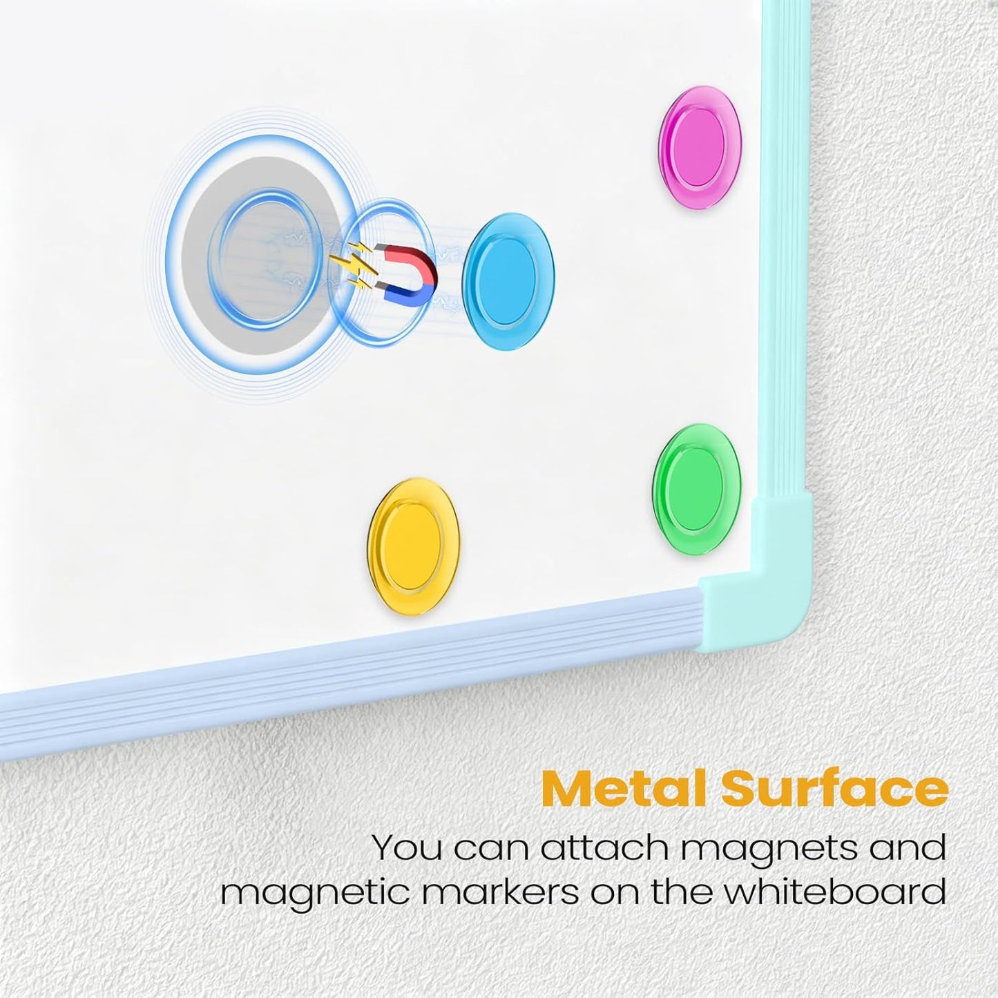 Small Dry Erase Board for Wall, 16" x 12" Double-Sided Hanging Whiteboard, Magnetic White Board with 4 Markers, 4 Magnets and 3 Mini Sticky Notes, Portable Whiteboard for Kids, School, Home, Office