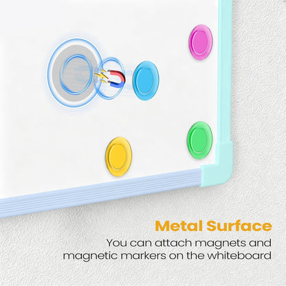 Small Dry Erase Board for Wall, 16" x 12" Double-Sided Hanging Whiteboard, Magnetic White Board with 4 Markers, 4 Magnets and 3 Mini Sticky Notes, Portable Whiteboard for Kids, School, Home, Office
