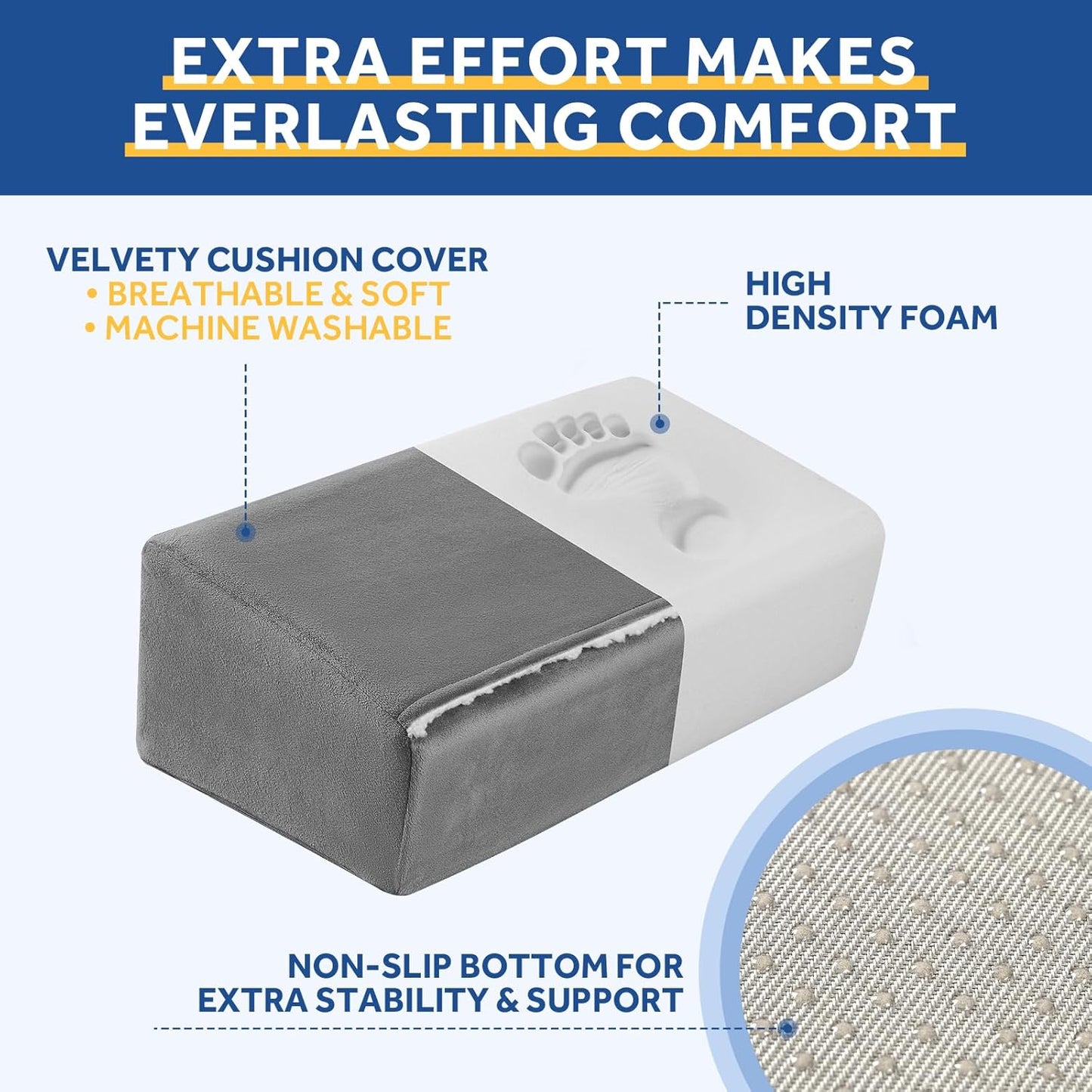 Foot Rest for Under Desk at Work, Adjustable Footrest for Office Chair & Gaming Chair,Ergonomic Footrest Pillow Desk Foot Stool with Washable Cover for Home, Airplane, Travel (Black)
