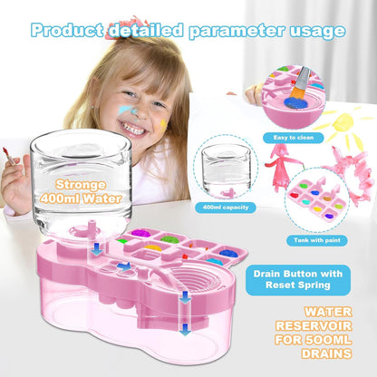 Paint Brush Cleaner, Upgraded Water Cycle Watercolor Rinser Dispenser with Holder and Palette, Washing My Brushes, Cleaning System for Acrylic,Watercolor,Painting Art Supplies for Adults Students