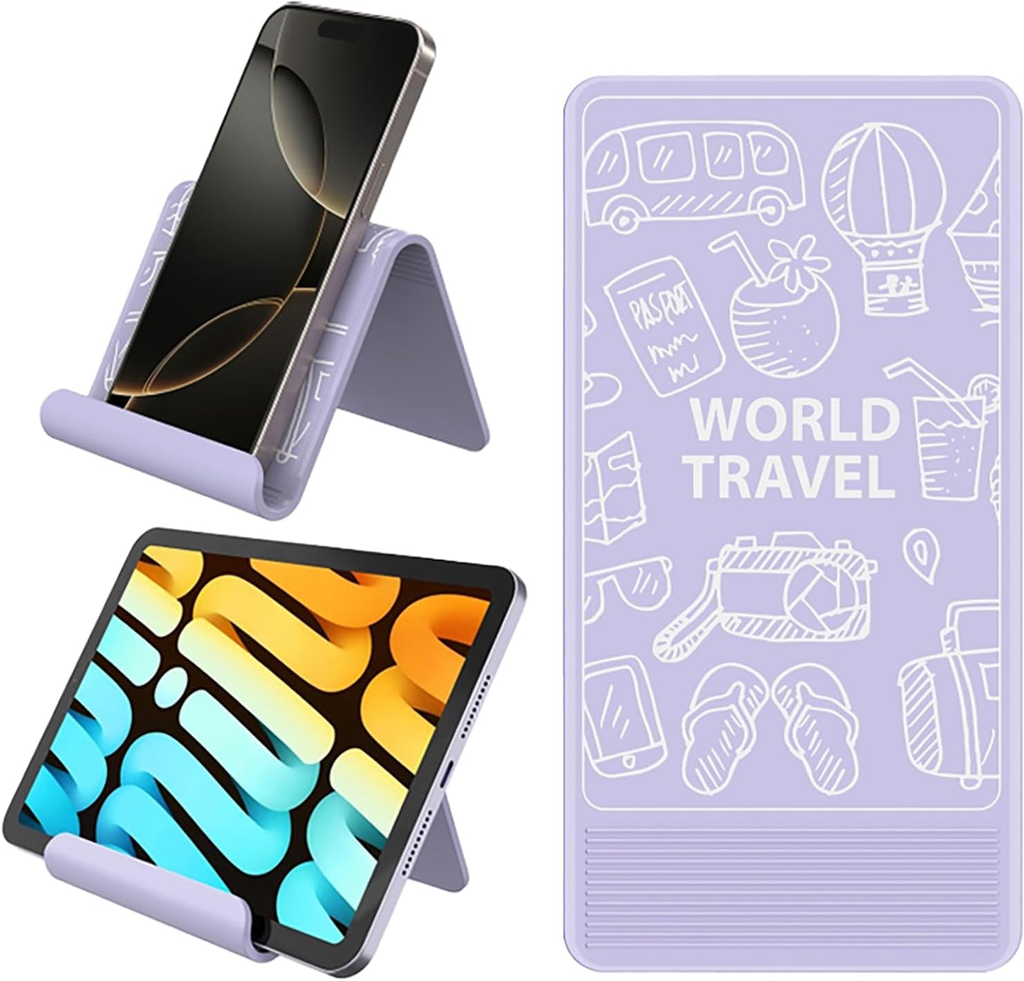 Airplane Phone Holder Mount, Travel Essentials Flexible Phone Holder, Airplane Tablet Holder for Flying, Desk, Compatible with iPhone, Smartphone, Tablet (Black Silk Screen)