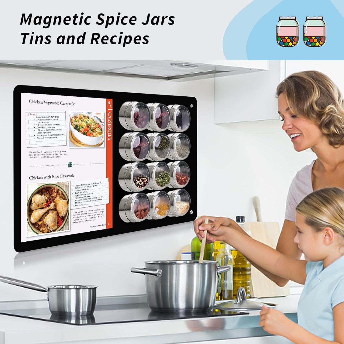 2Pack Magnetic Board,17.1" x 11.8" Magnet Display,for Magnets and Bulletin Board,Suitable for Wall, Refrigerator, Compartment, Cabinet etc,Comes with Dual Lock Tape for Easy Hanging (Silver)