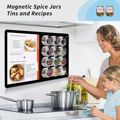2Pack Magnetic Board,17.1" x 11.8" Magnet Display,for Magnets and Bulletin Board,Suitable for Wall, Refrigerator, Compartment, Cabinet etc,Comes with Dual Lock Tape for Easy Hanging (Silver)