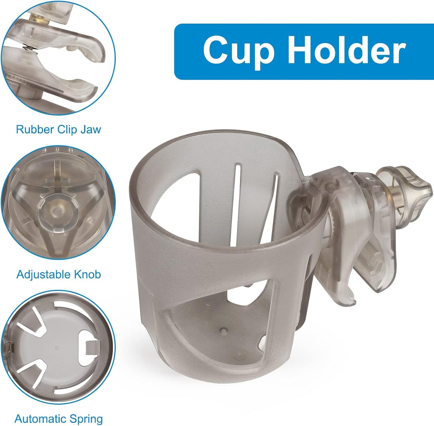 Accmor Stroller Cup Holder, Universal Cup Holder for Stroller Walker Bike, 360° Rotatable Large Caliber Designed Bottle Holder for Stroller, Bike, Wheelchair, Scooter