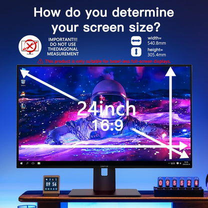 2 Pack Magnetic Hanging Computer Privacy Screen 24 Inch for 16:9 Widescreen Monitor, Removable Privacy Screen Anti Glare Blue Light Computer Screen Privacy Shield, Anti-Scratch 24in Protector Film