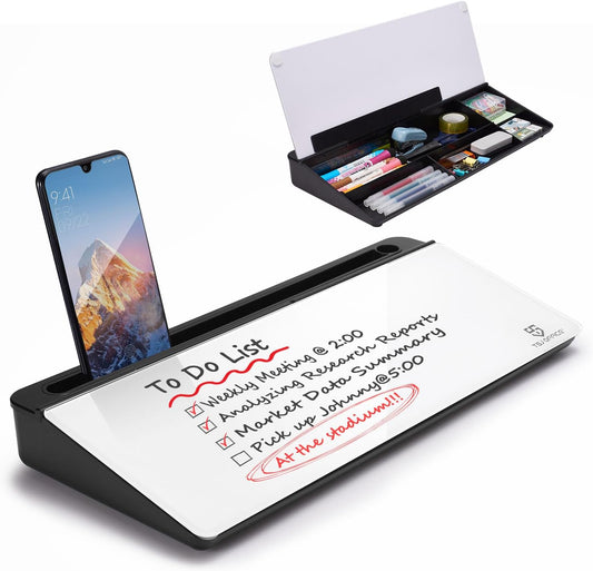 Small Glass Desktop Whiteboard Dry-Erase-Board for Office, Home, School Supplies ×2