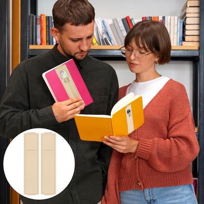 Tokusatsu 2 Pack Adjustable Elastic Pen Holder for Notebook, PU Leather Pencil Pouch with Stretchable Band, Fits Journals, Binders, Planners, Books, Portable Pen Sleeve Pouch, Off-White