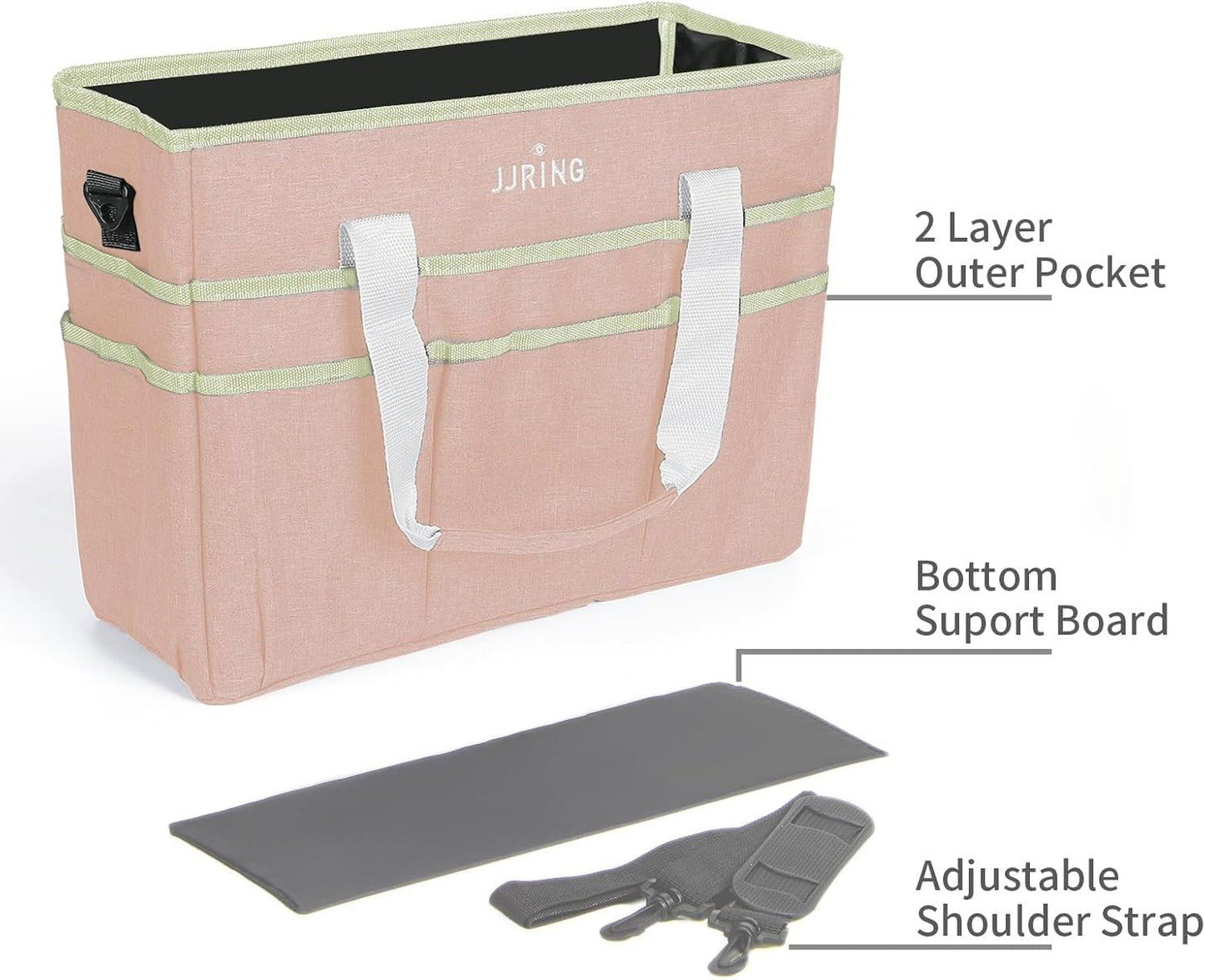 JJRING Craft Organizer Tote Bag for Art Storage, Caddy with Multiple Pockets, Bluish Green Sewing Bag for Scrapbooking, School, Medical, and Office Supplies