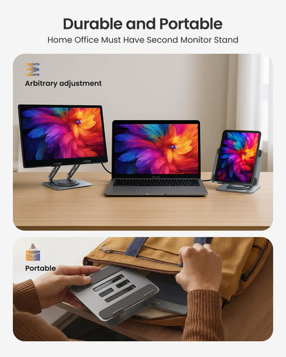 LOXP Adjustable Tablet Stand, 360 Rotating iPad Stand with Heavy-Duty Base, Tablet Holder Compatible with 4.7-16.9" Device, iPad Pro Air Mini, Kindle, Surface Tablet, Portable Monitors - Black