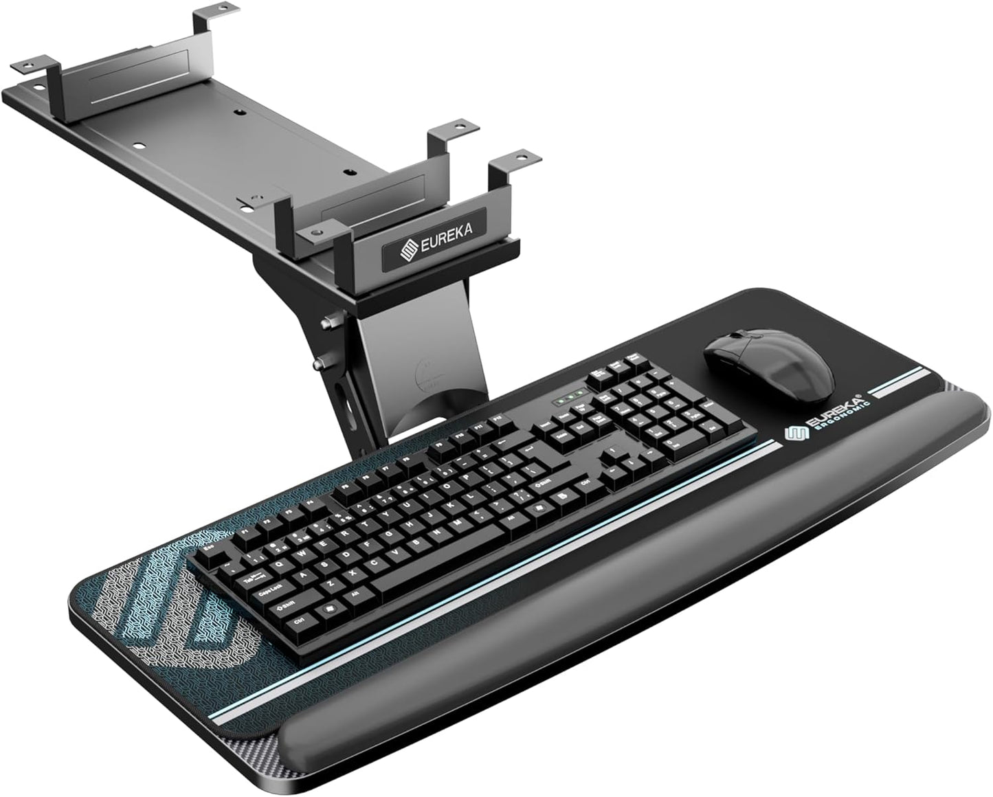 EUREKA ERGONOMIC Height Adjustable Mouse & Keyboard Tray Under Desk, 28x10'' Large Slide Out Swivel Tilt Computer Keyboard Drawer with Pad for Gaming Home Office, Dual Mount