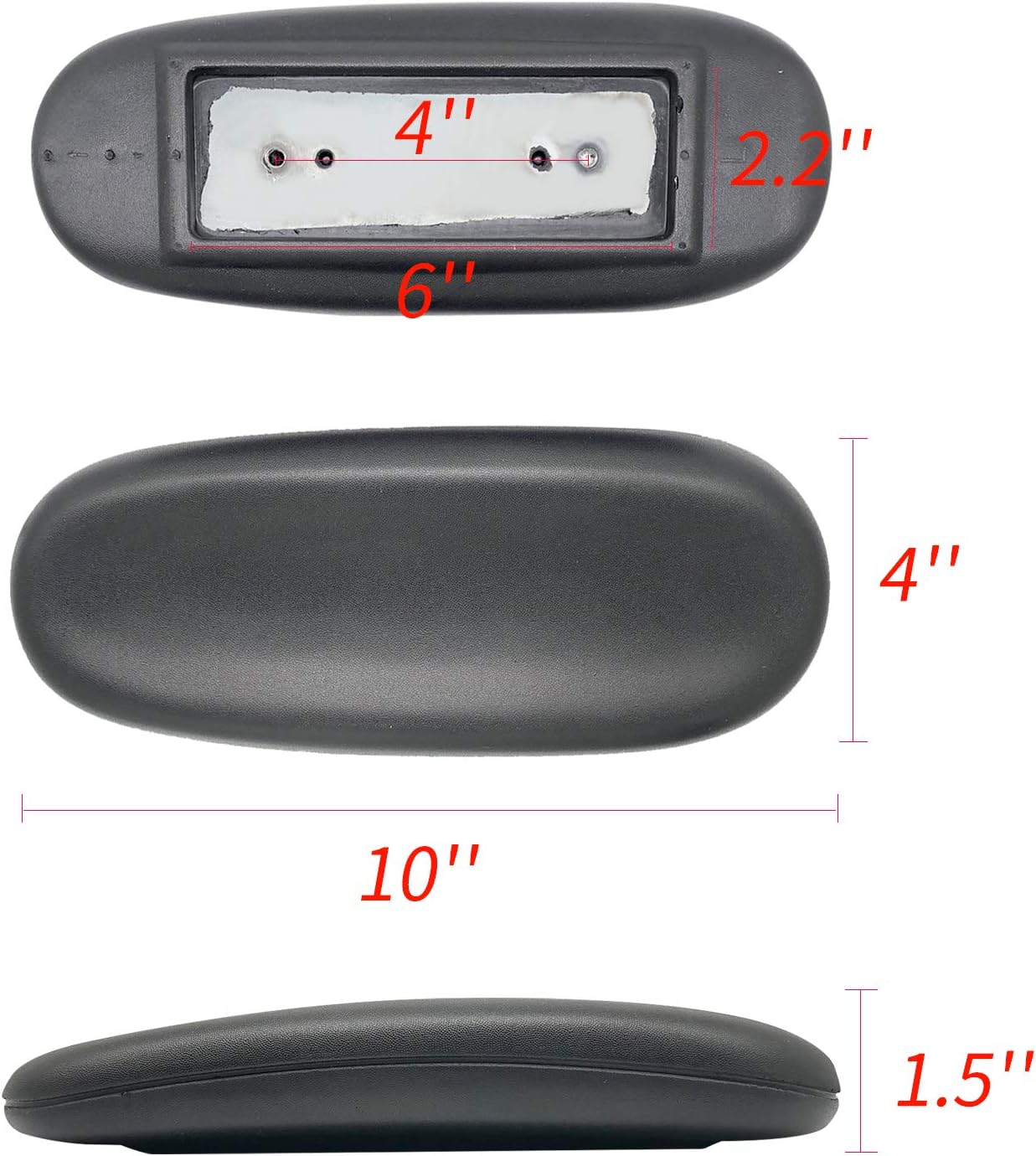 Universal Office Chair Arm Rest Replacement Pads -Ergonomic Arm Pads with 4" Mounting Hole Distance, Soft PU Surface & Durable Steel Inserts – Fits Most Office & Gaming Chairs (Set of 2)