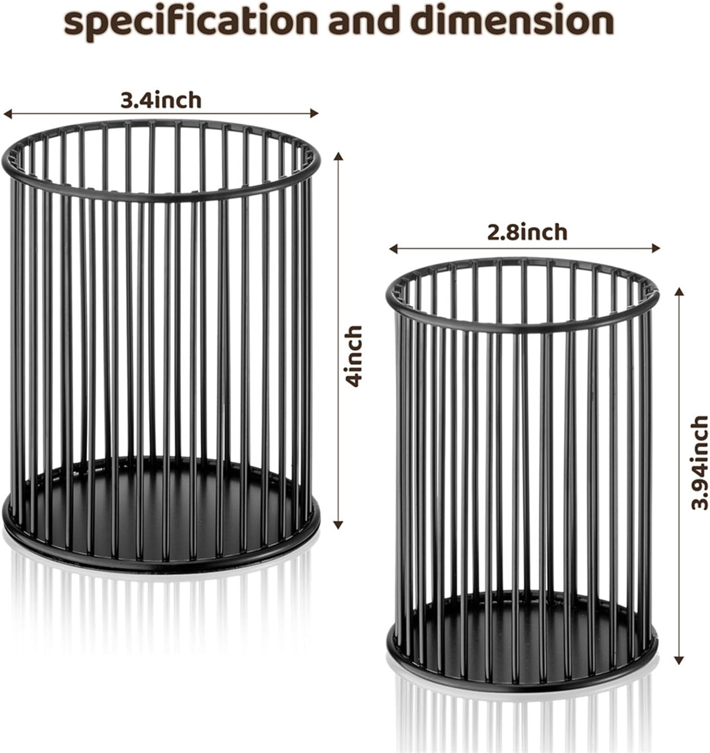 2 Sets Metal Pen Holder for Desk,Makeup Brushes Cup Holder, Pencil Holders, Pen cup, Home and Office Organizer, Black