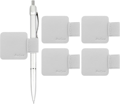 ProCase (5 Pack) Pen Loop Holder for Notebooks Journals Planners Tablet Case, Self Adhesive Leather Pencil Holder with Elastic Loop for Pens, Apple Pencil, Stylus Pen -Black