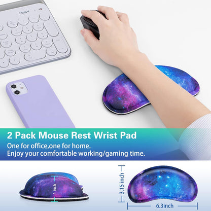 Mouse Wrist Rest, Canjoy 2 Pack Memory Foam Soft Fabric Mouse Wrist Rest Pad Support Cushion with Anti-Skid Rubber Base,Ergonomic Pain Relief Mouse Hand Rest (Black)
