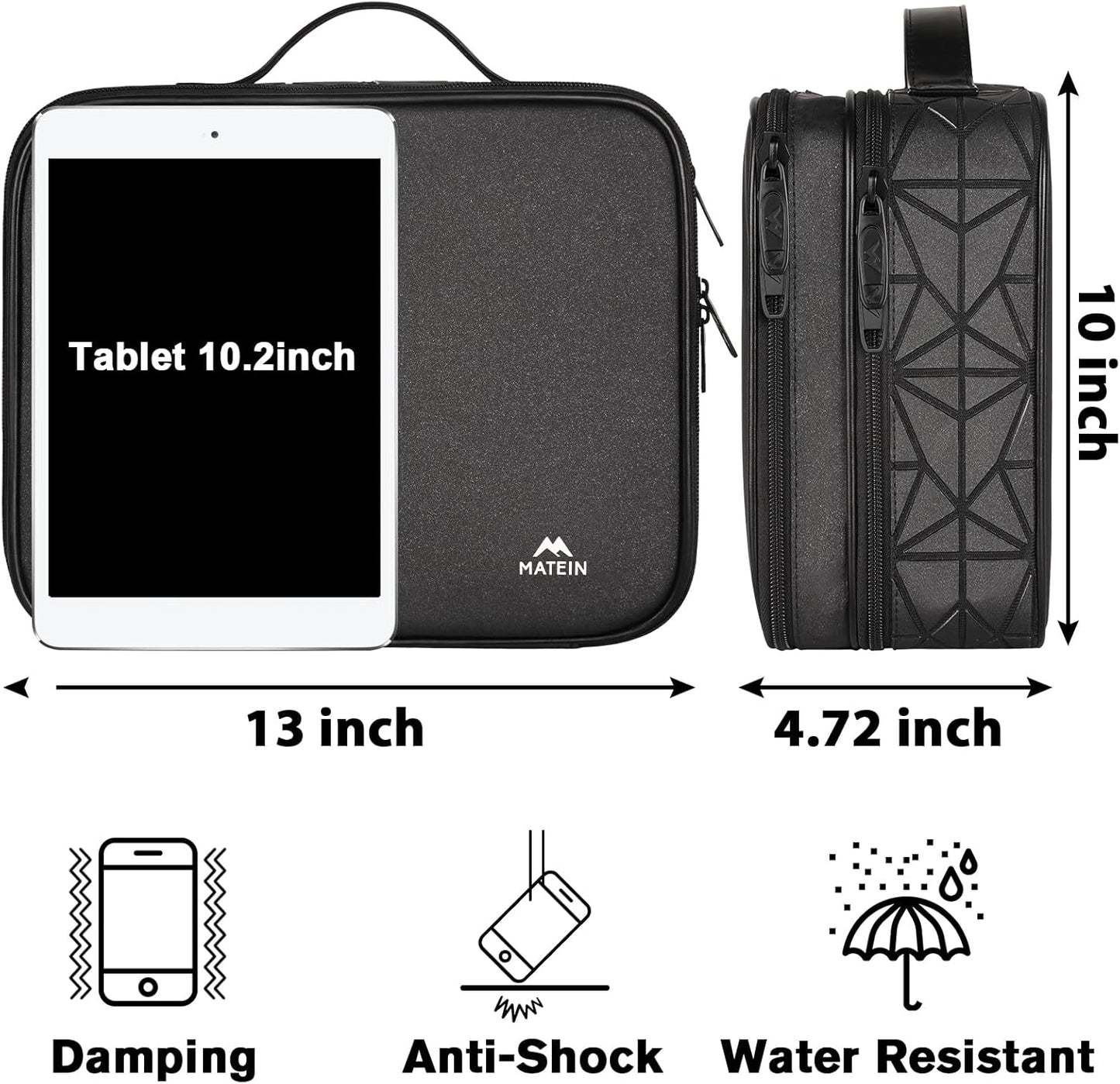 MATEIN Cable Organizer Bag, Waterproof Travel Electronic Storage, Shockproof Portable Double Layer Tech Bags Carrying Case for Cord, Earbuds, Charger, SD Card, DJ Gifts, Black