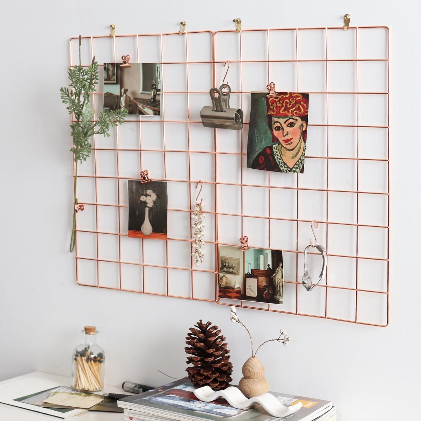 Metal Mesh Wall Grid Panel for Photo Display,Message Board,Size: 17.5" x 11.8",Pack of 2 (Black)