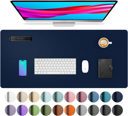 Aothia Leather Office Desk Pad Protector, Non-Slip PU Leather Desk Blotter, Waterproof Laptop Writing Mouse Pad for Office and Home, Black, 31.5" x 15.7" - Colors A